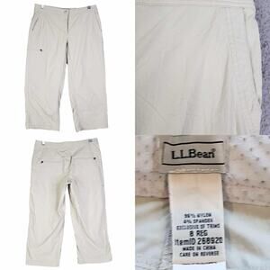 LL Bean Pants Crop Womens Size 8 Straight Leg Outdoor Hiking Capri Khaki